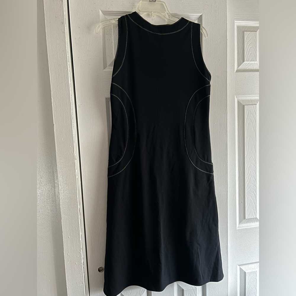 Casablanca France Vintage Black Dress with Subtle Contrast Stitching mint green